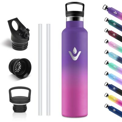 Motswedi Vikastar Edelstahl Trinkflasche, Thermosflasche 1l, BPA-frei Trinkflasche, Thermosflasche mit Strohhalm, Trinkflaschee für Schule, Sport, Fahrrad, Camping, Tiefes Violett & Rosa Motswedi Vikastar Edelstahl Trinkflasche, Thermosflasche 1l, BPA-frei Trinkflasche, Thermosflasche mit Strohhalm, Trinkflaschee für Schule, Sport, Fahrrad, Camping, Tiefes Violett & Rosa
