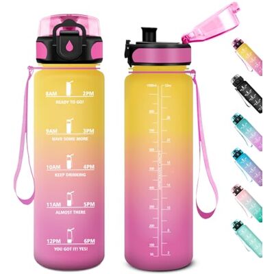 KollyKolla Trinkflasche Sport 1L, Trinkflasche mit Filter, Trinkflaschen Kohlensäure Geeignet, Wasserflasche Sport Auslaufsicher mit Zeitmarkierung, Sportflasche für Fitness, Gym, Schule, Outdoor, Yoga KollyKolla Trinkflasche Sport 1L, Trinkflasche mit Filter, Trinkflaschen Kohlensäure Geeignet, Wasserflasche Sport Auslaufsicher mit Zeitmarkierung, Sportflasche für Fitness, Gym, Schule, Outdoor, Yoga