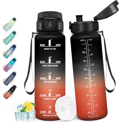 HoneyHolly Trinkflasche 1L, Auslaufsicher mit Zeitmarkierung, Wasserflasche, Sportflasche mit Filter, Trinkflasche Kohlensäure Geeignet, Flasche, Wasserflasche Sport für Outdoor, Fahrrad, Fitness HoneyHolly Trinkflasche 1L, Auslaufsicher mit Zeitmarkierung, Wasserflasche, Sportflasche mit Filter, Trinkflasche Kohlensäure Geeignet, Flasche, Wasserflasche Sport für Outdoor, Fahrrad, Fitness
