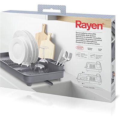 Rayen Ausziehbares Abtropfgestell Drehbarer Auslauf Abnehmbarer Behälter Grau Entfaltet: 36x51x9,5 cm Gefaltet: 36x32x9,5 cm Rayen Ausziehbares Abtropfgestell Drehbarer Auslauf Abnehmbarer Behälter Grau Entfaltet: 36x51x9,5 cm Gefaltet: 36x32x9,5 cm