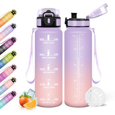Mulbijeo Trinkflasche, 500ml Auslaufsicher mit Zeitmarkierung, Wasserflasche, Motivierende & mit Filter, Trinkflasche Sport, Trinkflaschen Kohlensäure Geeignet, für Laufen, Radfahren, Sportflasche Mulbijeo Trinkflasche, 500ml Auslaufsicher mit Zeitmarkierung, Wasserflasche, Motivierende & mit Filter, Trinkflasche Sport, Trinkflaschen Kohlensäure Geeignet, für Laufen, Radfahren, Sportflasche