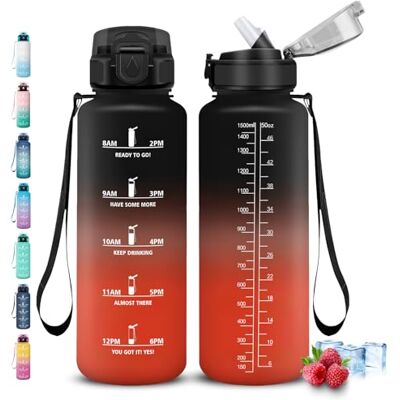 Grsta Trinkflasche 1 5 liter, Trinkflasche mit Strohhalm, Wasserflasche mit Motivierendem Slogan, Wasserflasche Auslaufsicher, Flasche für Fitness, Camping, Outdoor, Wandern, Running, Yoga Grsta Trinkflasche 1 5 liter, Trinkflasche mit Strohhalm, Wasserflasche mit Motivierendem Slogan, Wasserflasche Auslaufsicher, Flasche für Fitness, Camping, Outdoor, Wandern, Running, Yoga