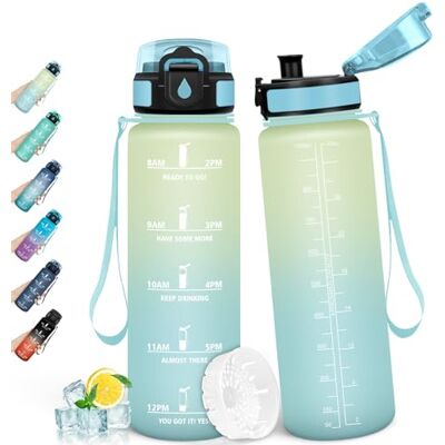 HoneyHolly Trinkflasche 1L, Auslaufsicher mit Zeitmarkierung, Wasserflasche, Sportflasche mit Filter, Trinkflasche Kohlensäure Geeignet, Flasche, Wasserflasche Sport für Outdoor, Fahrrad, Fitness HoneyHolly Trinkflasche 1L, Auslaufsicher mit Zeitmarkierung, Wasserflasche, Sportflasche mit Filter, Trinkflasche Kohlensäure Geeignet, Flasche, Wasserflasche Sport für Outdoor, Fahrrad, Fitness
