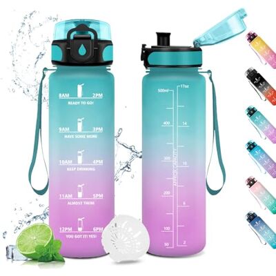 KollyKolla Trinkflasche 500ml Kohlensäure Geeignet, Sport Trinkflasche mit Zeitmarkierungen, Sportflasche Auslaufsicher, Wasserflasche für Kinder, Schule, Gym, Büro, Fahrrad, Ciclismo, Outdoor, Camping KollyKolla Trinkflasche 500ml Kohlensäure Geeignet, Sport Trinkflasche mit Zeitmarkierungen, Sportflasche Auslaufsicher, Wasserflasche für Kinder, Schule, Gym, Büro, Fahrrad, Ciclismo, Outdoor, Camping