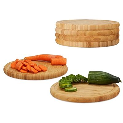 Relaxdays Frühstücksbrettchen 6er Set, Bambus, rund, 25 cm, Küchenbrett, pflegeleicht, natürlich, messerschonend, natur Relaxdays Frühstücksbrettchen 6er Set, Bambus, rund, 25 cm, Küchenbrett, pflegeleicht, natürlich, messerschonend, natur
