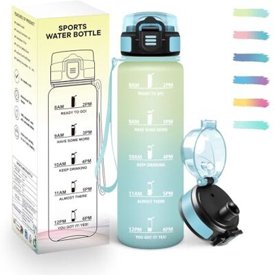 Mulbijeo Trinkflasche 500ml, Wiederverwendung, Wasserflasche BPA-Frei, Motivierende & Zeitmarkierung, Trinkflasche Kinder, Breite Öffnung, Flasche für Fahrrad, Fitness, Schule, Büro, Reiten Mulbijeo Trinkflasche 500ml, Wiederverwendung, Wasserflasche BPA-Frei, Motivierende & Zeitmarkierung, Trinkflasche Kinder, Breite Öffnung, Flasche für Fahrrad, Fitness, Schule, Büro, Reiten