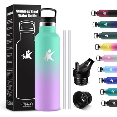 KollyKolla Trinkflasche 750ml, Thermosflasche mit Strohhalm, Auslaufsicher Wasserflasche Kohlensäure Geeignet, BPA-frei, Isolierflasche Doppelwandig, Wasserflasche für Schule, Büro, Schule, Reisen KollyKolla Trinkflasche 750ml, Thermosflasche mit Strohhalm, Auslaufsicher Wasserflasche Kohlensäure Geeignet, BPA-frei, Isolierflasche Doppelwandig, Wasserflasche für Schule, Büro, Schule, Reisen