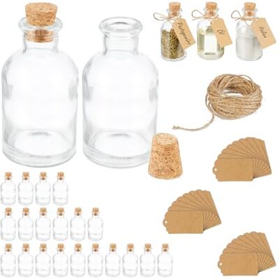 Relaxdays Dekogläser 25er Set, Glasflaschen mit Korken, 60 ml, zum Befüllen mit Deko, Gewürzgläser, transparent/Natur Relaxdays Dekogläser 25er Set, Glasflaschen mit Korken, 60 ml, zum Befüllen mit Deko, Gewürzgläser, transparent/Natur