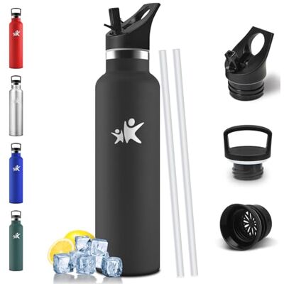 Mulbijeo Trinkflasche 750ML, BPA-Frei, Trinkflasche Edelstahl, Auslaufsichere Isolierflasche Doppelwandig, Flasche mit Strohhalm, Wiederverwendung, Thermosflasche Kohlensäure Geeignet Schwarz Mulbijeo Trinkflasche 750ML, BPA-Frei, Trinkflasche Edelstahl, Auslaufsichere Isolierflasche Doppelwandig, Flasche mit Strohhalm, Wiederverwendung, Thermosflasche Kohlensäure Geeignet Schwarz