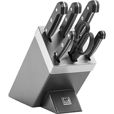 ZWILLING Gourmet Selbstschärfender Messerblock mit Messer 7-teilig, Rostfreier Spezialstahl, Made in Germany, Grau ZWILLING Gourmet Selbstschärfender Messerblock mit Messer 7-teilig, Rostfreier Spezialstahl, Made in Germany, Grau