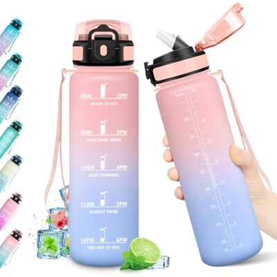 KollyKolla Sportflasche 1L, Trinkflasche Kohlensäure Geeignet, Auslaufsicher, BPA-frei, Trinkflasche mit Zeitmarkierung & Strohhalm, Motivierende Wasserflasche für Fitness, Schule, Fahrrad, Yoga, Camping, KollyKolla Sportflasche 1L, Trinkflasche Kohlensäure Geeignet, Auslaufsicher, BPA-frei, Trinkflasche mit Zeitmarkierung & Strohhalm, Motivierende Wasserflasche für Fitness, Schule, Fahrrad, Yoga, Camping,