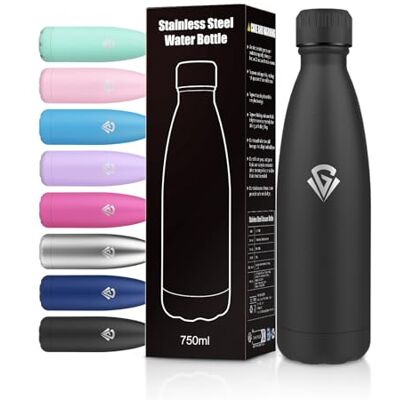 JAPORIA Trinkflasche Edelstahl 750ml, Auslaufsicher Isolierflasche, Doppelwandig Isoliert, BPA-Frei, Kohlensäure Geeignet, Strapazierfähig, Flasche für Büro, Schule, Fahrrad JAPORIA Trinkflasche Edelstahl 750ml, Auslaufsicher Isolierflasche, Doppelwandig Isoliert, BPA-Frei, Kohlensäure Geeignet, Strapazierfähig, Flasche für Büro, Schule, Fahrrad