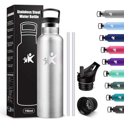 KollyKolla Thermosflasche 750ml, Wasserflasche Kohlensäure Geeignet, Auslaufsicher Wasserflasche mit Strohhalm, BPA-Frei, Doppelwandige Vakuumisolierte, Trinkflasche für Schule, Reisen, Camping KollyKolla Thermosflasche 750ml, Wasserflasche Kohlensäure Geeignet, Auslaufsicher Wasserflasche mit Strohhalm, BPA-Frei, Doppelwandige Vakuumisolierte, Trinkflasche für Schule, Reisen, Camping