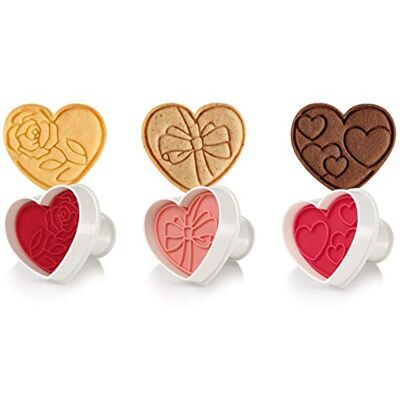 Tescoma 630856 Ausstechformen mit Stempel Set 3 Stück Herzen Tescoma 630856 Ausstechformen mit Stempel Set 3 Stück Herzen