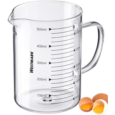 Westmark Messkanne aus Glas – Ideal zum Abmessen von Zutaten beim Backen und Kochen, mikrowellengeeignet, temperaturbeständig, egonomischer Griff – 0,5 Liter, Durchsichtig Westmark Messkanne aus Glas – Ideal zum Abmessen von Zutaten beim Backen und Kochen, mikrowellengeeignet, temperaturbeständig, egonomischer Griff – 0,5 Liter, Durchsichtig