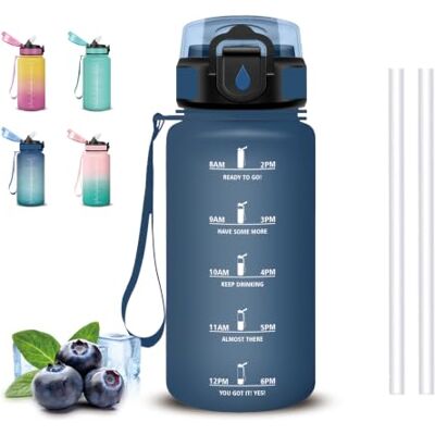 Mujigaga Trinkflasche- 500ml- Trinkflasche Kinder, Wasserflasche mit Strohhalm, Leicht zu Reinigen, Flasche mit Zeitmarkierung, Auslaufsicher, Wasserflasche für Schule, Reisen, Picknick & Yoga Mujigaga Trinkflasche- 500ml- Trinkflasche Kinder, Wasserflasche mit Strohhalm, Leicht zu Reinigen, Flasche mit Zeitmarkierung, Auslaufsicher, Wasserflasche für Schule, Reisen, Picknick & Yoga
