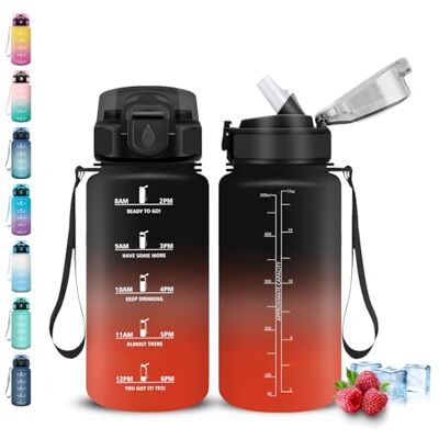 Grsta Trinkflasche Kinder, Trinkflasche 500ml, Wasserflasche mit Strohhalm, Leicht zu Reinigen, Auslaufsicher, Wasserflasche mit zeitmarkierung, Flasche für Schule, Reisen, Camping, Running, Büro, Yoga Grsta Trinkflasche Kinder, Trinkflasche 500ml, Wasserflasche mit Strohhalm, Leicht zu Reinigen, Auslaufsicher, Wasserflasche mit zeitmarkierung, Flasche für Schule, Reisen, Camping, Running, Büro, Yoga