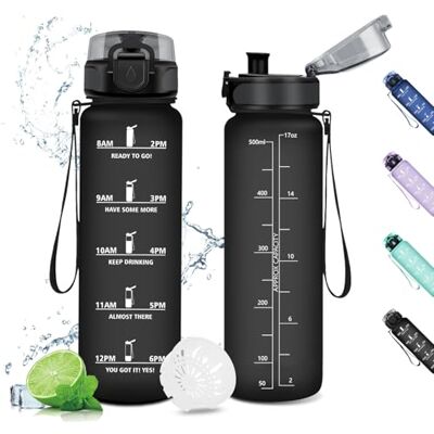 KollyKolla Trinkflasche 500ml, Wasserflasche Auslaufsicher, Kohlensäure Geeignet, mit Zeitmarkierungen, Sportflasche für Kinder, Gym, Scuola, Ciclismo, Outdoor KollyKolla Trinkflasche 500ml, Wasserflasche Auslaufsicher, Kohlensäure Geeignet, mit Zeitmarkierungen, Sportflasche für Kinder, Gym, Scuola, Ciclismo, Outdoor