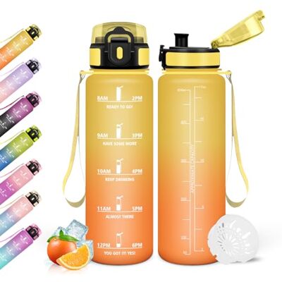 Mulbijeo Trinkflasche, 500ml Auslaufsicher mit Zeitmarkierung, Wasserflasche, Motivierende & mit Filter, Trinkflasche Sport, Trinkflaschen Kohlensäure Geeignet, für Laufen, Radfahren, Sportflasche Mulbijeo Trinkflasche, 500ml Auslaufsicher mit Zeitmarkierung, Wasserflasche, Motivierende & mit Filter, Trinkflasche Sport, Trinkflaschen Kohlensäure Geeignet, für Laufen, Radfahren, Sportflasche