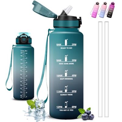 Grsta Trinkflasche Sport, Trinkflasche 1 5 liter, Wasserflasche mit Strohhalm, Leicht zu Reinigen, Flasche Auslaufsicher, Kann mit dir Tragen, Wasserflasche mit Zeitmarkierung, für Wandern, Fitness, Yoga Grsta Trinkflasche Sport, Trinkflasche 1 5 liter, Wasserflasche mit Strohhalm, Leicht zu Reinigen, Flasche Auslaufsicher, Kann mit dir Tragen, Wasserflasche mit Zeitmarkierung, für Wandern, Fitness, Yoga