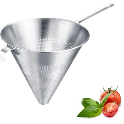 Westmark Spitzsieb Chinois Pro – Feines Passiersieb mit Rundum-Lochung – Edelstahl Sieb – Perfekt für Fonds, Cremes & Saucen – Silber, Ø 23 cm Westmark Spitzsieb Chinois Pro – Feines Passiersieb mit Rundum-Lochung – Edelstahl Sieb – Perfekt für Fonds, Cremes & Saucen – Silber, Ø 23 cm