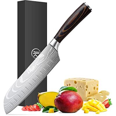 joeji's Kitchen Santoku Messer aus Edelstahl mit ergonomischem Pakkawood-Griff Rasiermesserscharfes japanisches Messer Scharfes Küchenmesser ideal zum Würfeln Hacken oder Schneiden joeji's Kitchen Santoku Messer aus Edelstahl mit ergonomischem Pakkawood-Griff Rasiermesserscharfes japanisches Messer Scharfes Küchenmesser ideal zum Würfeln Hacken oder Schneiden