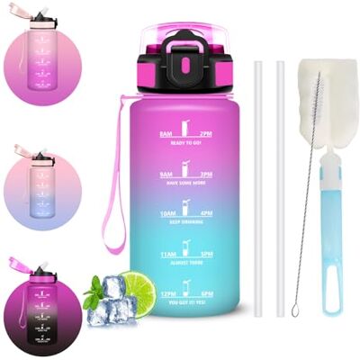 Mujigaga Trinkflasche 0.5l, Wasserflasche, Trinkflasche mit Strohhalm Kinder, Auslaufsicher, Wasserflasche mit Strohbürste und Topfbürste, Leicht zu Reinigen, Flasche für Schule, Büro, Fitness, Outdoor Mujigaga Trinkflasche 0.5l, Wasserflasche, Trinkflasche mit Strohhalm Kinder, Auslaufsicher, Wasserflasche mit Strohbürste und Topfbürste, Leicht zu Reinigen, Flasche für Schule, Büro, Fitness, Outdoor
