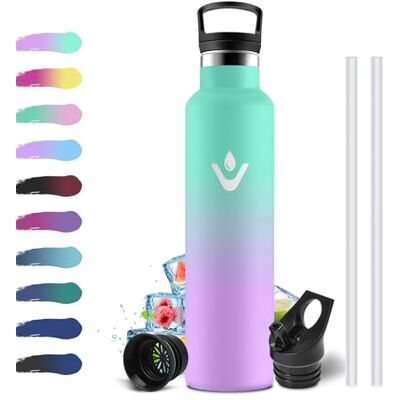 KollyKolla Thermosflasche 1L, Edelstahl Trinkflasche mit Strohhalm, Einhandöffnung, Vakuum Thermosflasche, Kohlensäure Geeignet, BPA-Frei, Isolierte Wasserflasche für Laufen, Fahrrad, Schule, Sprudel, Yoga KollyKolla Thermosflasche 1L, Edelstahl Trinkflasche mit Strohhalm, Einhandöffnung, Vakuum Thermosflasche, Kohlensäure Geeignet, BPA-Frei, Isolierte Wasserflasche für Laufen, Fahrrad, Schule, Sprudel, Yoga