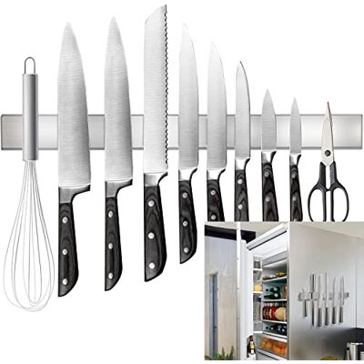 Rymmzone Magnetischer Messerhalter für Kühlschrank, 43.2 cm doppelseitiger Messer-Magnetstreifen, Verwendung als Messerregal, Werkzeughalter und mehr Rymmzone Magnetischer Messerhalter für Kühlschrank, 43.2 cm doppelseitiger Messer-Magnetstreifen, Verwendung als Messerregal, Werkzeughalter und mehr