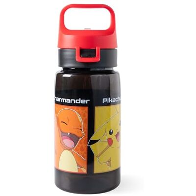 p:os Pokémon Trinkflasche Kinder 500 ml Auslaufsicher Kleine Flasche mit Pikachu, Charmander & Bisasam Für Mädchen und Jungen Perfekt für unterwegs, Schwarz p:os Pokémon Trinkflasche Kinder 500 ml Auslaufsicher Kleine Flasche mit Pikachu, Charmander & Bisasam Für Mädchen und Jungen Perfekt für unterwegs, Schwarz