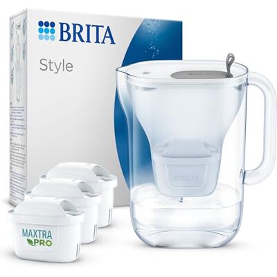 Brita Wasserfilter Kanne Style hellgrau (2,4l) inkl. 3X MAXTRA PRO All-in-1 Kartusche – Wasserfilter im modernen Design für den Kühlschrank zur Reduzierung von Kalk, Chlor, Metalle wie Blei & Kupfer Brita Wasserfilter Kanne Style hellgrau (2,4l) inkl. 3X MAXTRA PRO All-in-1 Kartusche – Wasserfilter im modernen Design für den Kühlschrank zur Reduzierung von Kalk, Chlor, Metalle wie Blei & Kupfer