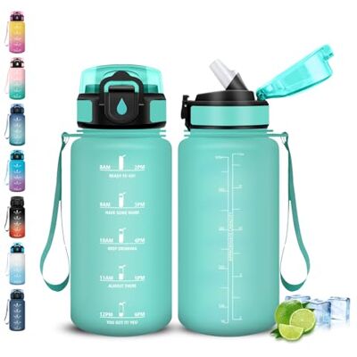 Grsta Trinkflasche, 500ml Trinkflasche Kinder, Flasche mit Strohhalm, Kann mit Dir Tragen, Wasserflasche mit Zeitmarkierung, Auslaufsicher, Wasserflasche für Schule, Reisen, Camping, Büro, Running Grsta Trinkflasche, 500ml Trinkflasche Kinder, Flasche mit Strohhalm, Kann mit Dir Tragen, Wasserflasche mit Zeitmarkierung, Auslaufsicher, Wasserflasche für Schule, Reisen, Camping, Büro, Running