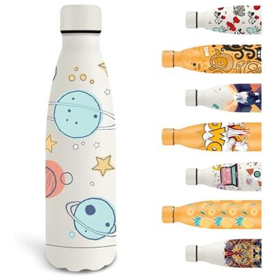 Grsta Trinkflasche 500ml, Trinkflasche Edelstahl BPA-freie, Wasserflasche mit Planetenmuster, Flasche Personalisiert Kalt&Warm, Wasserflasche Auslaufsicher für Schule, Camping, Running, Weiß Grsta Trinkflasche 500ml, Trinkflasche Edelstahl BPA-freie, Wasserflasche mit Planetenmuster, Flasche Personalisiert Kalt&Warm, Wasserflasche Auslaufsicher für Schule, Camping, Running, Weiß