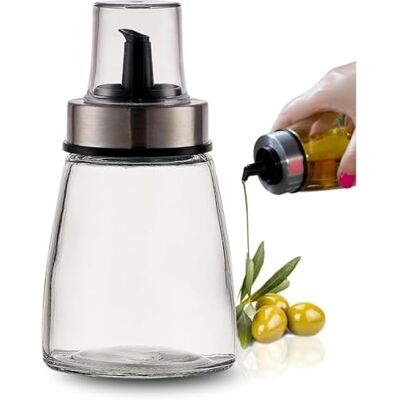 PARENCE .- Ölflasche 200 ml mit Ausgießkappe – Spender aus Glas und Edelstahl – Behälter für Öl, Essig, Soße – 6,5x6,5x12,5 cm – Präzises und tropffreies Ausgießen PARENCE .- Ölflasche 200 ml mit Ausgießkappe – Spender aus Glas und Edelstahl – Behälter für Öl, Essig, Soße – 6,5x6,5x12,5 cm – Präzises und tropffreies Ausgießen