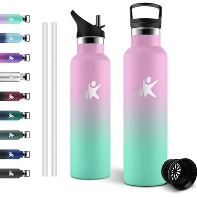 JAPORIA Trinkflasche 750ml, Thermosflasche mit Strohhalm, Kohlensäure Geeignet, Isolierflasche BPA-Frei, Wasserflasche für Sprudel, Schule JAPORIA Trinkflasche 750ml, Thermosflasche mit Strohhalm, Kohlensäure Geeignet, Isolierflasche BPA-Frei, Wasserflasche für Sprudel, Schule