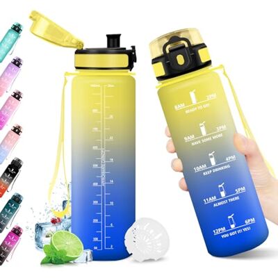 KollyKolla Trinkflasche 1L, Auslaufsicher, BPA-frei, Sport Wasserflasche, Trinkflasche mit Filter und Zeitmarkierung, Ideal für Gym, Yoga, Camping, Fahrrad, Schule, Büro, Erwachsene, Kohlensäure geeignet KollyKolla Trinkflasche 1L, Auslaufsicher, BPA-frei, Sport Wasserflasche, Trinkflasche mit Filter und Zeitmarkierung, Ideal für Gym, Yoga, Camping, Fahrrad, Schule, Büro, Erwachsene, Kohlensäure geeignet