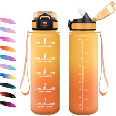 KollyKolla Trinkflasche 1L, Auslaufsicher Wasserflasche mit Strohhalm, Wasserflasche Kohlensäure Geeignet, Motivierende Trinkflasche mit Zeitmarkierung, Sportflasche für Sprudel, Klettern, Schule, Camping KollyKolla Trinkflasche 1L, Auslaufsicher Wasserflasche mit Strohhalm, Wasserflasche Kohlensäure Geeignet, Motivierende Trinkflasche mit Zeitmarkierung, Sportflasche für Sprudel, Klettern, Schule, Camping