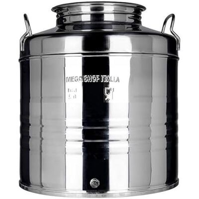 Megashopitalia Behälter für Öl aus Edelstahl 18/10, vorbereitet für Wasserhahn von 1/2 Zoll, 30 l Megashopitalia Behälter für Öl aus Edelstahl 18/10, vorbereitet für Wasserhahn von 1/2 Zoll, 30 l