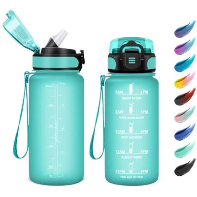 KollyKolla Trinkflasche 500ml, Wasserflasche mit Strohhalm, Sport Trinkflaschen Kohlensäure Geeignet, Wasserflasche mit Zeitmarkierungen, Auslaufsicher für Picknick, Schule, Junge, Mädchen, Büro KollyKolla Trinkflasche 500ml, Wasserflasche mit Strohhalm, Sport Trinkflaschen Kohlensäure Geeignet, Wasserflasche mit Zeitmarkierungen, Auslaufsicher für Picknick, Schule, Junge, Mädchen, Büro