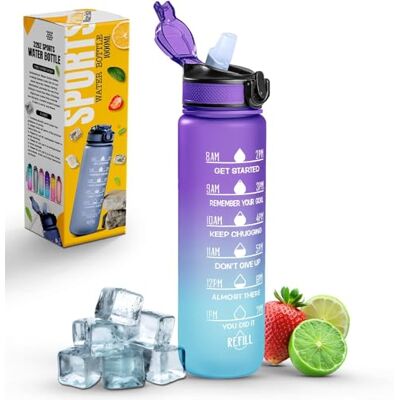 Roe Tenpo Trinkflasche 1L, Sport Trinkflasche mit Strohhalm & Zeitmarkierung, Tritan Wasserflasche BPA-frei, auslaufsicher – Sport Flasche für Fitness, Gym, Outdoor, Fahrrad & Schule Roe Tenpo Trinkflasche 1L, Sport Trinkflasche mit Strohhalm & Zeitmarkierung, Tritan Wasserflasche BPA-frei, auslaufsicher – Sport Flasche für Fitness, Gym, Outdoor, Fahrrad & Schule