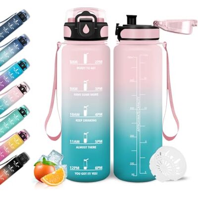 Mulbijeo Trinkflasche, 500ml Auslaufsicher mit Zeitmarkierung, Wasserflasche, Motivierende & mit Filter, Trinkflasche Sport, Trinkflaschen Kohlensäure Geeignet, für Laufen, Radfahren, Sportflasche Mulbijeo Trinkflasche, 500ml Auslaufsicher mit Zeitmarkierung, Wasserflasche, Motivierende & mit Filter, Trinkflasche Sport, Trinkflaschen Kohlensäure Geeignet, für Laufen, Radfahren, Sportflasche