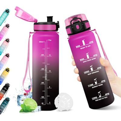 KollyKolla Trinkflasche 500ml, Wasserflasche mit Zeitmarkierung, Trinkflasche mit Filter, Auslaufsicher, BPA-frei, Sportflasche für Fitness, Fahrrad, Büro, Schule, Outdoor, Yoga, Erwachsene, Sprudel geeignet KollyKolla Trinkflasche 500ml, Wasserflasche mit Zeitmarkierung, Trinkflasche mit Filter, Auslaufsicher, BPA-frei, Sportflasche für Fitness, Fahrrad, Büro, Schule, Outdoor, Yoga, Erwachsene, Sprudel geeignet