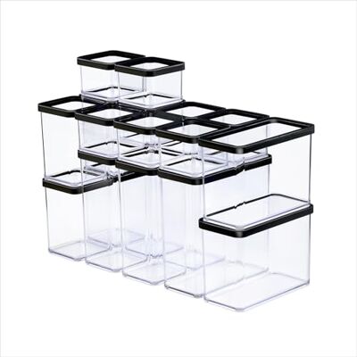 Rotho Loft 19er-Set Vorratsdosen mit Deckel Behälter für Lebensmittelaufbewahrung aromadicht & lebensmittelecht stapelbar & platzsparend spülmaschinenfest & hygienisch transparent/schwarz Rotho Loft 19er-Set Vorratsdosen mit Deckel Behälter für Lebensmittelaufbewahrung aromadicht & lebensmittelecht stapelbar & platzsparend spülmaschinenfest & hygienisch transparent/schwarz