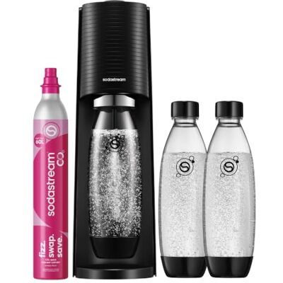 sodastream TERRA Wassersprudler, Soda Stream Maschine mit 1 Quick Connect 60L CO2-Zylinder, 2x 1L und 3x 1L spülmaschinengeeignete Kunststoff-Sprudlerflaschen, Höhe 44 cm, Schwarz sodastream TERRA Wassersprudler, Soda Stream Maschine mit 1 Quick Connect 60L CO2-Zylinder, 2x 1L und 3x 1L spülmaschinengeeignete Kunststoff-Sprudlerflaschen, Höhe 44 cm, Schwarz