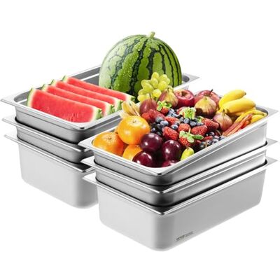 VEVOR GN 1/1 Gastronormbehälter, Edelstahl Behälter 6 Stk. 530 x 327 x 150 mm Speisebehälter, kommerzieller Warmhaltebehälter 20,2 L Tiefe für Speisen, Hotelpfanne Tisch Food Pan Buffet VEVOR GN 1/1 Gastronormbehälter, Edelstahl Behälter 6 Stk. 530 x 327 x 150 mm Speisebehälter, kommerzieller Warmhaltebehälter 20,2 L Tiefe für Speisen, Hotelpfanne Tisch Food Pan Buffet