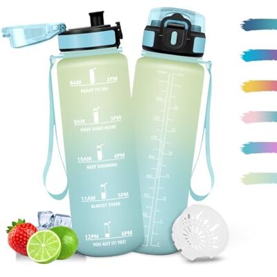 Mulbijeo Trinkflasche 500ml, Wiederverwendung, Wasserflasche BPA-Frei, Trinkflasche Kinder Auslaufsicher, Motivierende & Zeitmarkierung, Flasche für Fahrrad, Fitness, Schule, Büro, Reiten Mulbijeo Trinkflasche 500ml, Wiederverwendung, Wasserflasche BPA-Frei, Trinkflasche Kinder Auslaufsicher, Motivierende & Zeitmarkierung, Flasche für Fahrrad, Fitness, Schule, Büro, Reiten