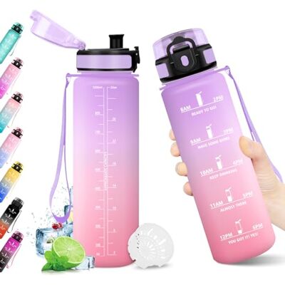 KollyKolla Trinkflasche 1L, Wasserflasche mit Zeitmarkierung, Trinkflasche mit Filter, Auslaufsicher, BPA-frei, Sportflasche für Fitness, Fahrrad, Büro, Schule, Outdoor, Yoga, Erwachsene, Sprudel geeignet KollyKolla Trinkflasche 1L, Wasserflasche mit Zeitmarkierung, Trinkflasche mit Filter, Auslaufsicher, BPA-frei, Sportflasche für Fitness, Fahrrad, Büro, Schule, Outdoor, Yoga, Erwachsene, Sprudel geeignet