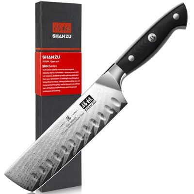 SHAN ZU Damast Kochmesser Nakiri 16.5 cm Damaskus Küchenmesser Profi Messer 67 Schichten Damaststahl AUS-10 Scharfe Messerklinge, mit ergonomischer Griff Exquisiter Geschenkverpackung SHAN ZU Damast Kochmesser Nakiri 16.5 cm Damaskus Küchenmesser Profi Messer 67 Schichten Damaststahl AUS-10 Scharfe Messerklinge, mit ergonomischer Griff Exquisiter Geschenkverpackung
