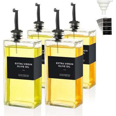VINATO 4 Stücke Essig öl Flaschen Set, 500ml Öl Und Essig Spender Set, Trichter*1, Aufkleber*36, Oil Dispenser, Olivenöl Flaschen für Küche Kaffee Bar VINATO 4 Stücke Essig öl Flaschen Set, 500ml Öl Und Essig Spender Set, Trichter*1, Aufkleber*36, Oil Dispenser, Olivenöl Flaschen für Küche Kaffee Bar