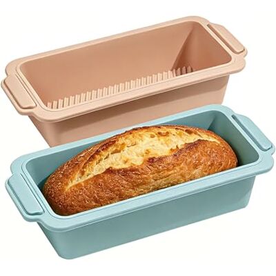 VINATO 2 Stück Silikon Backformen Brot & Kuchen, Klein Brotbackform 28x16x6.5 cm Antihaft Kastenform für Brot Backen Brotform zum Kuchen/Toastbrot-Blau & Pink VINATO 2 Stück Silikon Backformen Brot & Kuchen, Klein Brotbackform 28x16x6.5 cm Antihaft Kastenform für Brot Backen Brotform zum Kuchen/Toastbrot-Blau & Pink